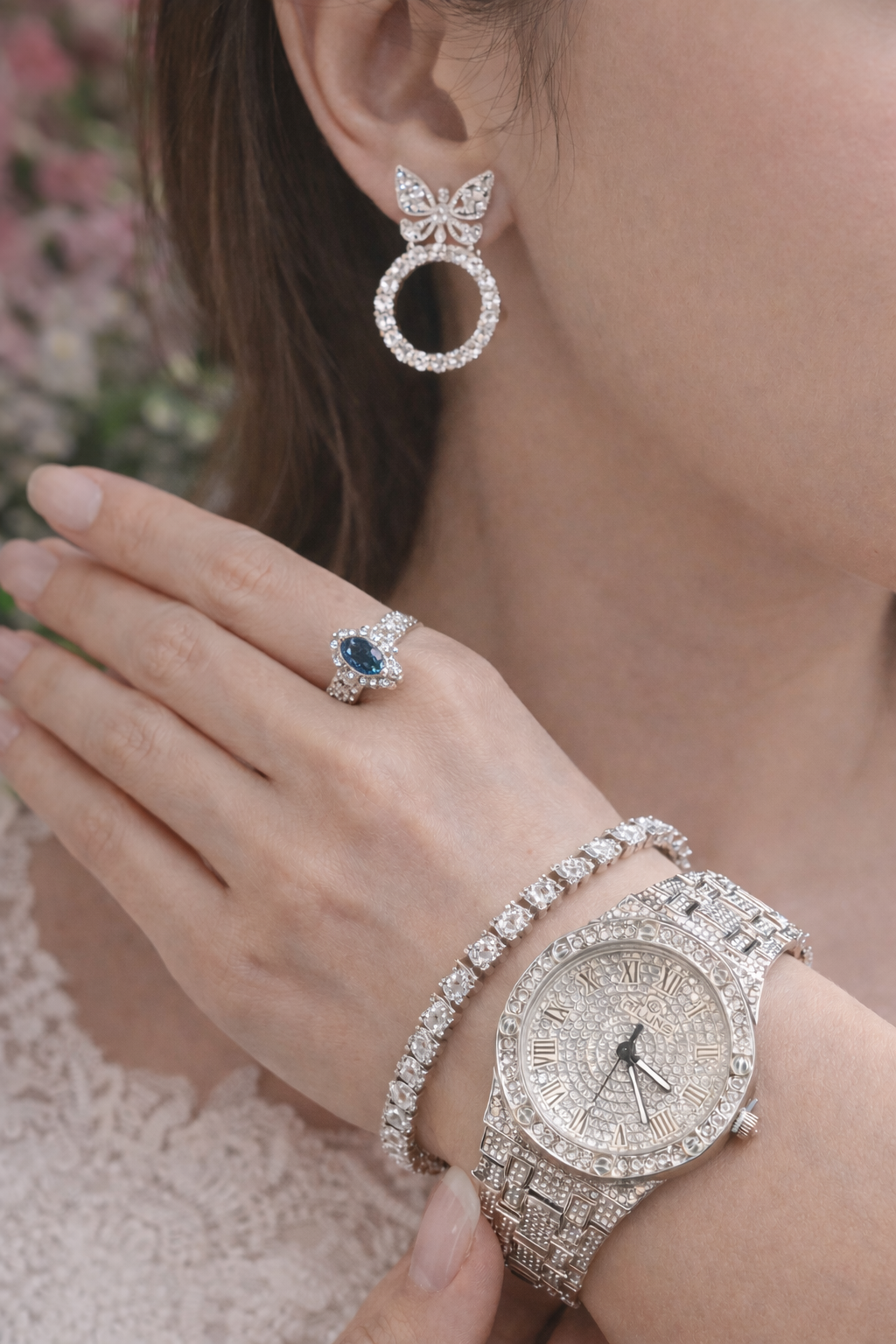 💎 Luxury Silver Jewelry & Watch Gift Set 💎